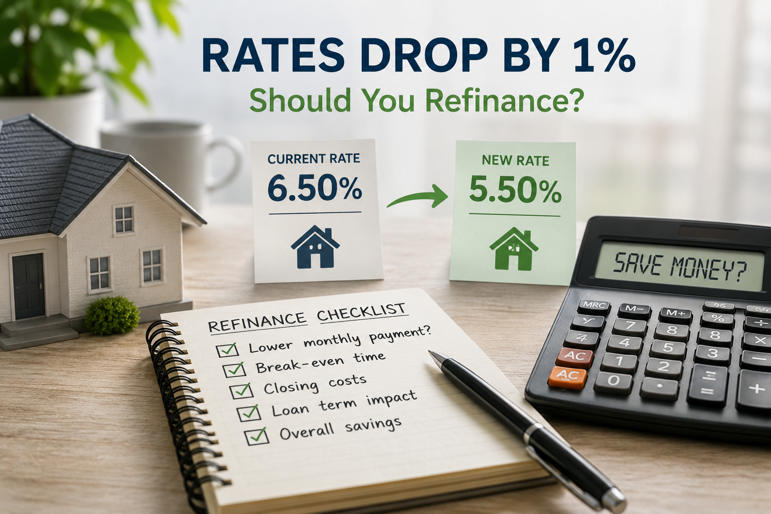 Homeowner comparing current mortgage rate with a lower refinance rate